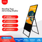 LCD Movable Digital Poster Advertising Screen Display Digital Poster FHD IP65 Portable Floor Stand for Shopping Mall and Shops