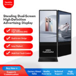 Double Sided Floor Sanding LCD Kiosk 4K Ad Display Board Digital Signage Totem HD Dual Advertising Screen Vertical Dual-Screen Advertising Display