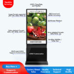 Double Sided Floor Sanding LCD Kiosk 4K Ad Display Board Digital Signage Totem HD Dual Advertising Screen Vertical Dual-Screen Advertising Display - Image 3